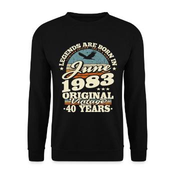 Born in Juni 1983 - 40 years old - Unisex Sweatshirt - black - Front - Alina (178cm) & Michal (187cm)