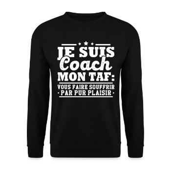 Je suis coach - humour cadeau sportif - Sweat-shirt Unisexe - noir - Devant - Alina (178cm) & Michal (187cm)