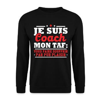 Je suis coach - humour cadeau sportif - Sweat-shirt Unisexe - noir - Devant - Alina (178cm) & Michal (187cm)