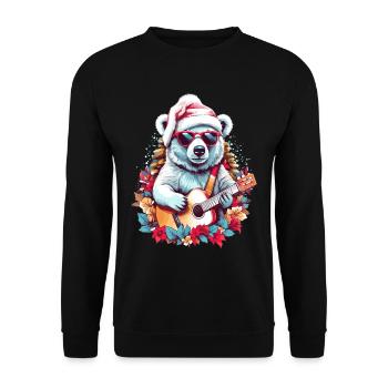 Ours polaire mignon avec guitare - Sweat-shirt Unisexe - noir - Devant - Alina (178cm) & Michal (187cm)