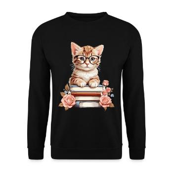 Clever Baby Cat - Unisex Sweatshirt - black - Front - Alina (178cm) & Michal (187cm)