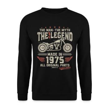 1975 Vintage homme mythe légende moto - Sweat-shirt Unisexe - noir - Devant - Alina (178cm) & Michal (187cm)