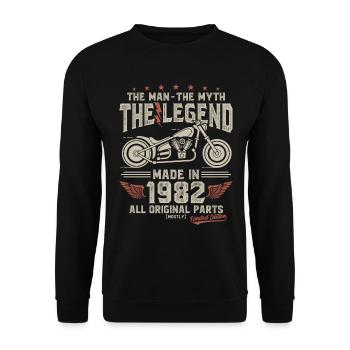 1982 Vintage Man Myth Legend Motorcycle - Unisex Sweatshirt - black - Front - Alina (178cm) & Michal (187cm)