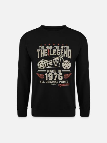 1976 Jahrgang Mann Mythos Legende Motorrad - Unisex Pullover - Schwarz