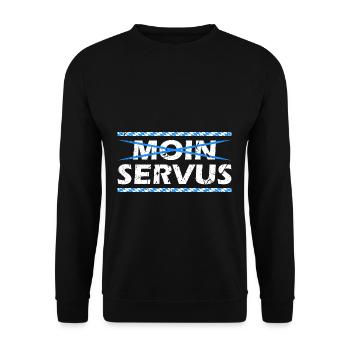Bei Uns Sagt Man Servus Bayern Bayrisch - Unisex Pullover - Schwarz - Vorne - Alina (178cm) & Michal (187cm)