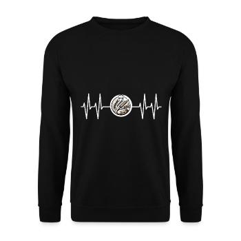 Heart line with baking motif Baker with heart - Unisex Sweatshirt - black - Front - Alina (178cm) & Michal (187cm)