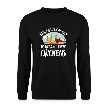 Farmer Shirt-All these Chickens - Unisex Pullover - Schwarz - Vorne - Alina (178cm) & Michal (187cm)