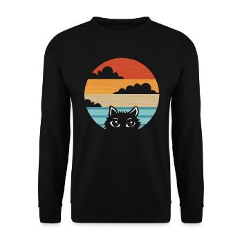 Chat Cat Vintage Retro - Sweat-shirt Unisexe - noir - Devant - Alina (178cm) & Michal (187cm)