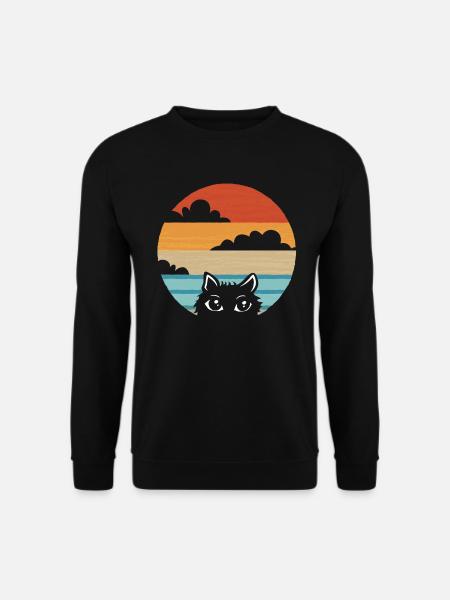 Katze Cat Vintage Retro - Unisex Pullover - Schwarz