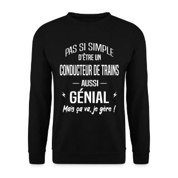 Conducteur de trains - Sweat-shirt Unisexe - noir - Devant - Alina (178cm) & Michal (187cm)