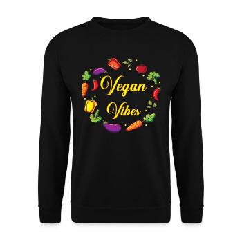 Vegan Vibes Veganer - Unisex Pullover - Schwarz - Vorne - Alina (178cm) & Michal (187cm)