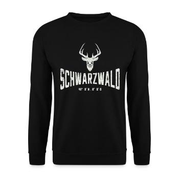SCHWARZWALD 48° 0′ N , 8° 0′ O - Unisex Pullover - Schwarz - Vorne - Alina (178cm) & Michal (187cm)