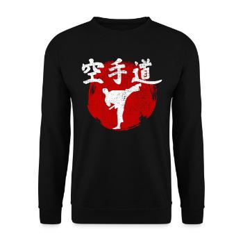 Karate Martial Art MMA Kanji Japan Gym - Unisex Pullover - Schwarz - Vorne - Alina (178cm) & Michal (187cm)