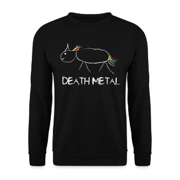 Death Metal Unicorn - Unisex Pullover - Schwarz - Vorne - Alina (178cm) & Michal (187cm)