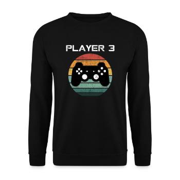 Player 3 Gamer Videospielkonsole Videospiel NERD - Unisex Pullover - Schwarz - Vorne - Alina (178cm) & Michal (187cm)