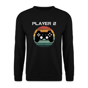 Player 2 Gamer Videospielkonsole Videospiel NERD - Unisex Pullover - Schwarz - Vorne - Alina (178cm) & Michal (187cm)