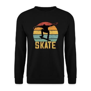 Skate Retro Vintage Skater Skatebord Skatebording - Unisex Pullover - Schwarz - Vorne - Alina (178cm) & Michal (187cm)
