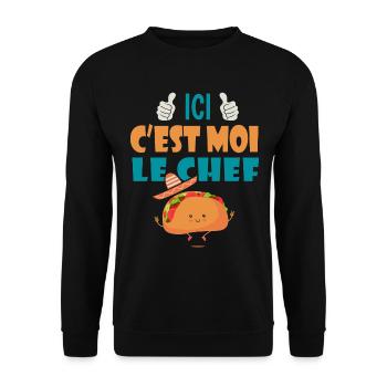 ici c est moi le chef cadeau tacos taco mexique - Sweat-shirt Unisexe - noir - Devant - Alina (178cm) & Michal (187cm)