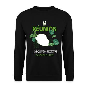 La Réunion Mon Histoire Ma Vie Cadeau Homme Femme - Sweat-shirt Unisexe - noir - Devant - Alina (178cm) & Michal (187cm)