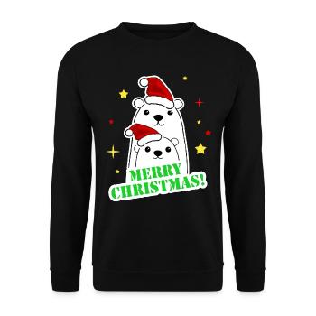 Frohe Weihnachtsfeier - Unisex Pullover - Schwarz - Vorne - Alina (178cm) & Michal (187cm)