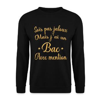 Cadeau de BAC 2023 Mention Baccalauréat Bachelière - Sweat-shirt Unisexe - noir - Devant - Alina (178cm) & Michal (187cm)