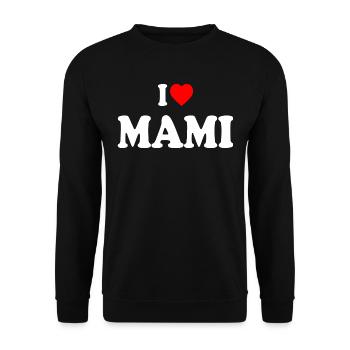 I love mami - Unisex Pullover - Schwarz - Vorne - Alina (178cm) & Michal (187cm)