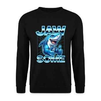 Jawsome Cartoon Shark Thumbs Up Retro Design - Unisex Sweatshirt - black - Front - Alina (178cm) & Michal (187cm)