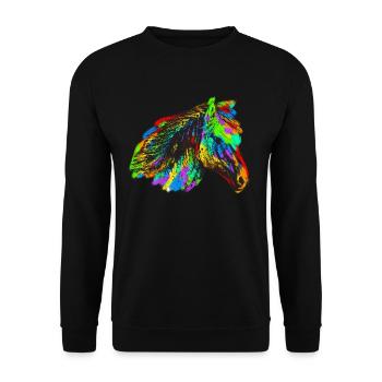 Buntes Pferd - Unisex Pullover - Schwarz - Vorne - Alina (178cm) & Michal (187cm)