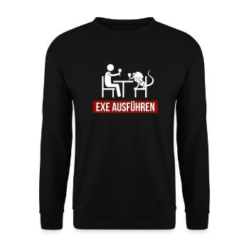 Admin EXE ausführen Sysadmin Systemadmin Dinner - Unisex Pullover - Schwarz - Vorne - Alina (178cm) & Michal (187cm)