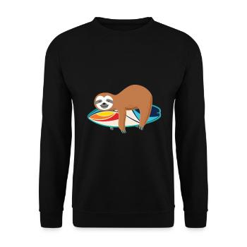 Surf Faultier Surfen Surfbrett Geschenk - Unisex Pullover - Schwarz - Vorne - Alina (178cm) & Michal (187cm)