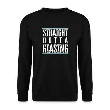 STRAIGHT OUTTA GIASING-T-Shirt Geschenk Giesing - Unisex Pullover - Schwarz - Vorne - Alina (178cm) & Michal (187cm)