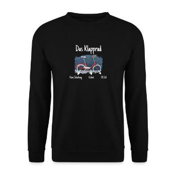 Das Klapprad - Beschreibung des Kultrads für Fans - Unisex Pullover - Schwarz - Vorne - Alina (178cm) & Michal (187cm)