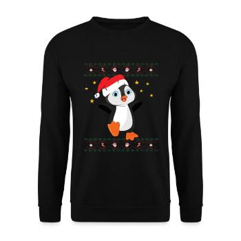 Penguin Ugly Christmas - Unisex Sweatshirt - black - Front - Alina (178cm) & Michal (187cm)