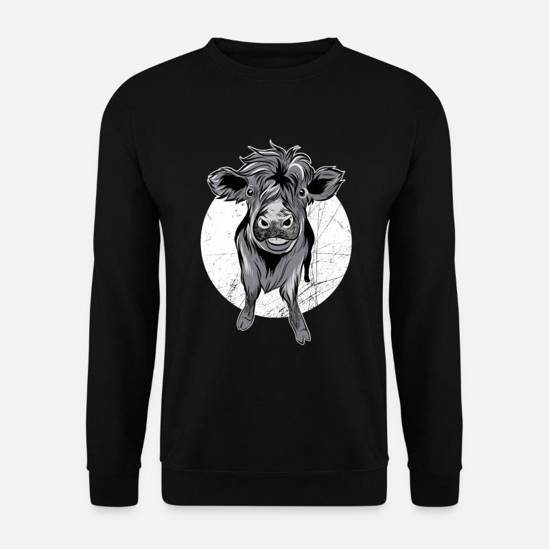 Schottisches Hochlandrind lustiger Tierblick Bauer - Unisex Pullover - Schwarz