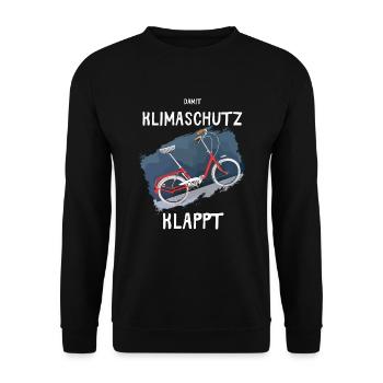 Damit Klimaschutz klappt mit dem Klapprad 20 Zoll. - Unisex Pullover - Schwarz - Vorne - Alina (178cm) & Michal (187cm)