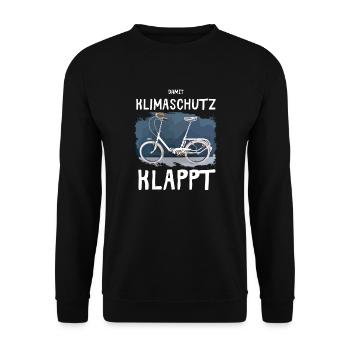 Klapprad 20 Zoll damit Klimaschutz klappt. - Unisex Pullover - Schwarz - Vorne - Alina (178cm) & Michal (187cm)