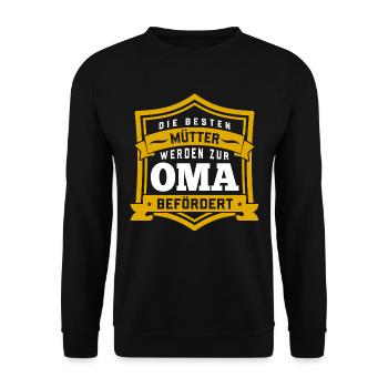 Die besten Mütter werden zur Oma befördert - Unisex Pullover - Schwarz - Vorne - Alina (178cm) & Michal (187cm)