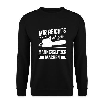 Holzfäller Schreiner Kettensäge - Männerglitzer - Unisex Pullover - Schwarz - Vorne - Alina (178cm) & Michal (187cm)