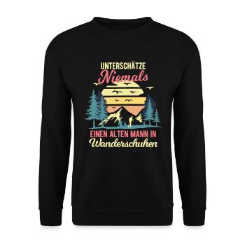 Wandern Wander Wanderer Wanderung Männer - Unisex Pullover - Schwarz - Vorne - Alina (178cm) & Michal (187cm)