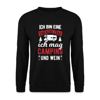 Camping Camper Wohnmobil Wein Weinfest Frauen - Unisex Pullover - Schwarz - Vorne - Alina (178cm) & Michal (187cm)