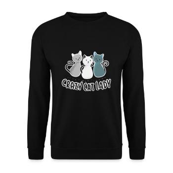 Crazy Cat Lady Katzendame Catmom - Unisex Pullover - Schwarz - Vorne - Alina (178cm) & Michal (187cm)