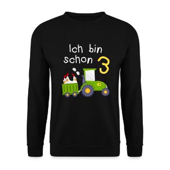 3. Geburtstag Landwirt 3 Jahre Kinder - Unisex Pullover - Schwarz - Vorne - Alina (178cm) & Michal (187cm)