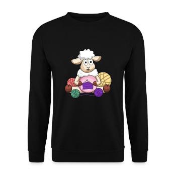 Crochet, crochet sheep, crochet sheep, yarn - Unisex Sweatshirt - black - Front - Alina (178cm) & Michal (187cm)