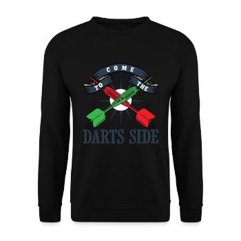 Darts, Darts Dartspieler, Darts Werfen - Unisex Pullover - Schwarz - Vorne - Alina (178cm) & Michal (187cm)
