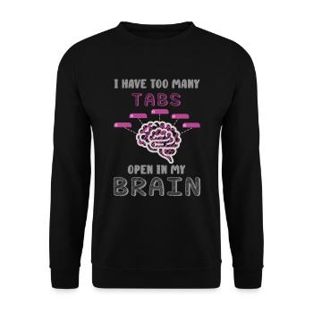 adhd, adhd öffnen, Kaffee, - Unisex Pullover - Schwarz - Vorne - Alina (178cm) & Michal (187cm)