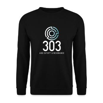 303 add cutoff & resonance Logo - Unisex Pullover - Schwarz - Vorne - Alina (178cm) & Michal (187cm)