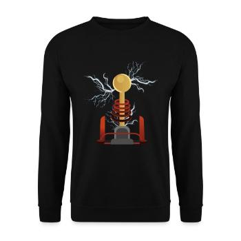 Tesla Nikola, Tesla Nikola Patent, - Unisex Sweatshirt - black - Front - Alina (178cm) & Michal (187cm)