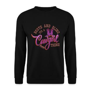 Cowboy, Cowboy Cowboy Stuff, Reiten, - Unisex Pullover - Schwarz - Vorne - Alina (178cm) & Michal (187cm)