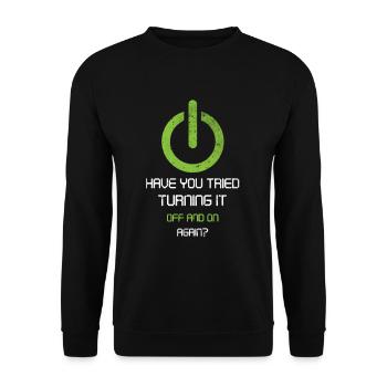tech, tech desk, developer, - Unisex Pullover - Schwarz - Vorne - Alina (178cm) & Michal (187cm)