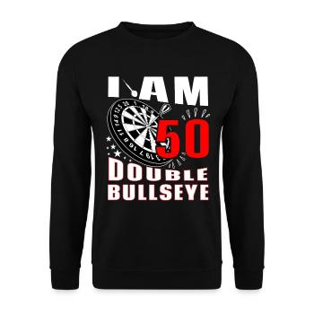 50th Birthday Dart - Unisex Sweatshirt - black - Front - Alina (178cm) & Michal (187cm)